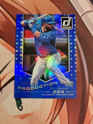 2015 Donruss Production Line Blue #12 Jose Bautista /524 Toronto Blue Jays