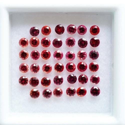 16 PCS Natural Red Rare Sapphire Gemstone Certified Lot 5 MM Round Diamond Cut