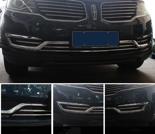 4PCS Chrome Front Bumper bottom Grill Grille cover For Lincoln MKX 2016-18 2017 - Foto 6 di 6