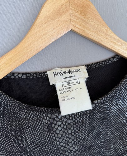 Vintage YVES SAINT LAURENT Variation Snakeskin Pattern Wool Knit Sweater Size M - Picture 4 of 14