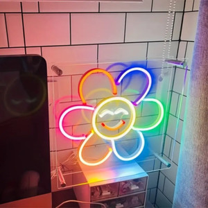 Desk Lightbox Rainbow Flower Shape LED neon sign lights compuer usb light20*20cm