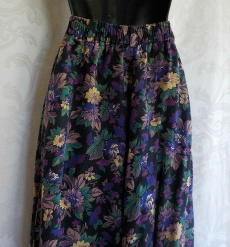 Vintage 1980's Lizsport Skirt Size S Floral 100% Rayon Elastic Waist Pockets EVC - Picture 8 of 12