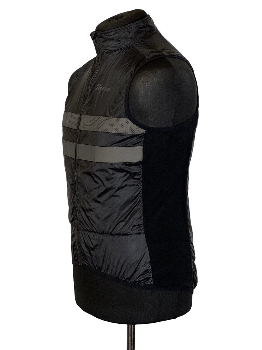 USED BLACK GRAY RAPHA BREVET INSULATED CYCLING GILET VEST