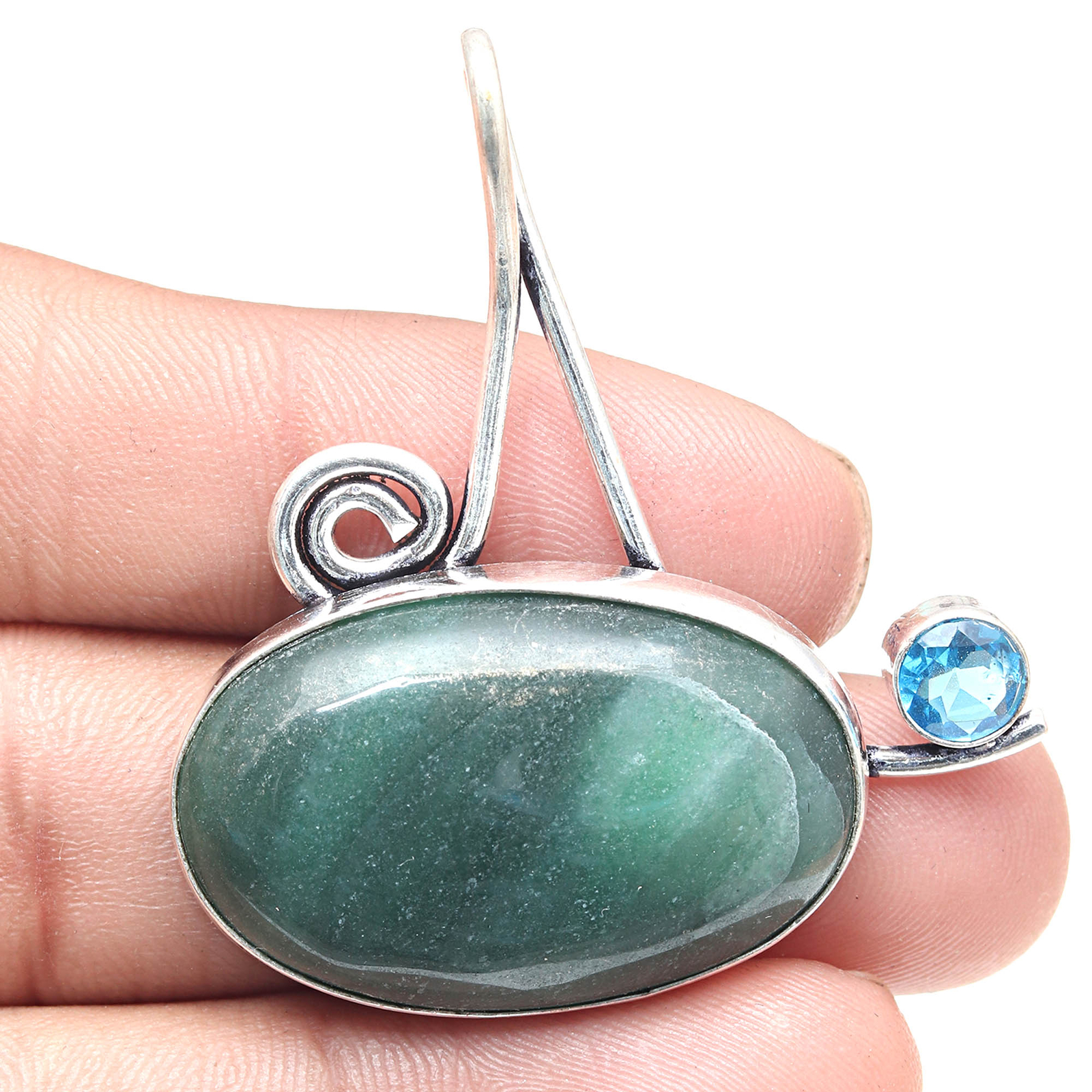 Malachite Gemstone Silver Pendant Valentine Gift 1.75 Inch