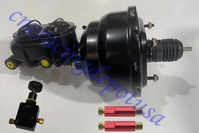 7 Dual Black Universal Power Brake Booster Master Cylinder Drum Drum Valves Kit