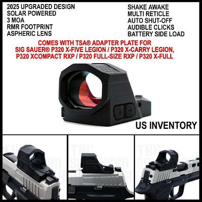 SHAKE AWAKE & SOLAR POWER Red Dot with Adapter for SIG SAUER  P320 X-COMPACT RXP