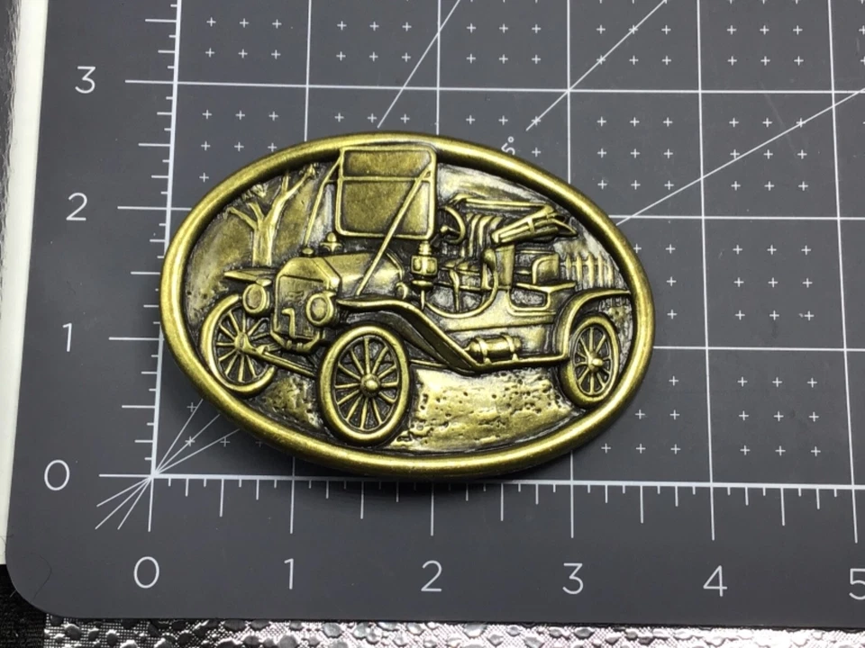 WESTERN COWBOY ~ COWGIRL BRASS OLD CAR BELT BUCKLE” AVON” - Image 4 of 4