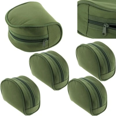 4 x Neu Gepolsterte Grüne Rollenhüllen Tasche für Karpfen Hecht Angeln Tackle