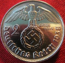 Old Germany 2 Reichsmark 1938-Original Silver Coin III Reich-WW2-ANTIQUE-VINTAGE