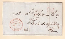 1844 American Letter Mail Company wrapper collect from Boston to Philadelphia