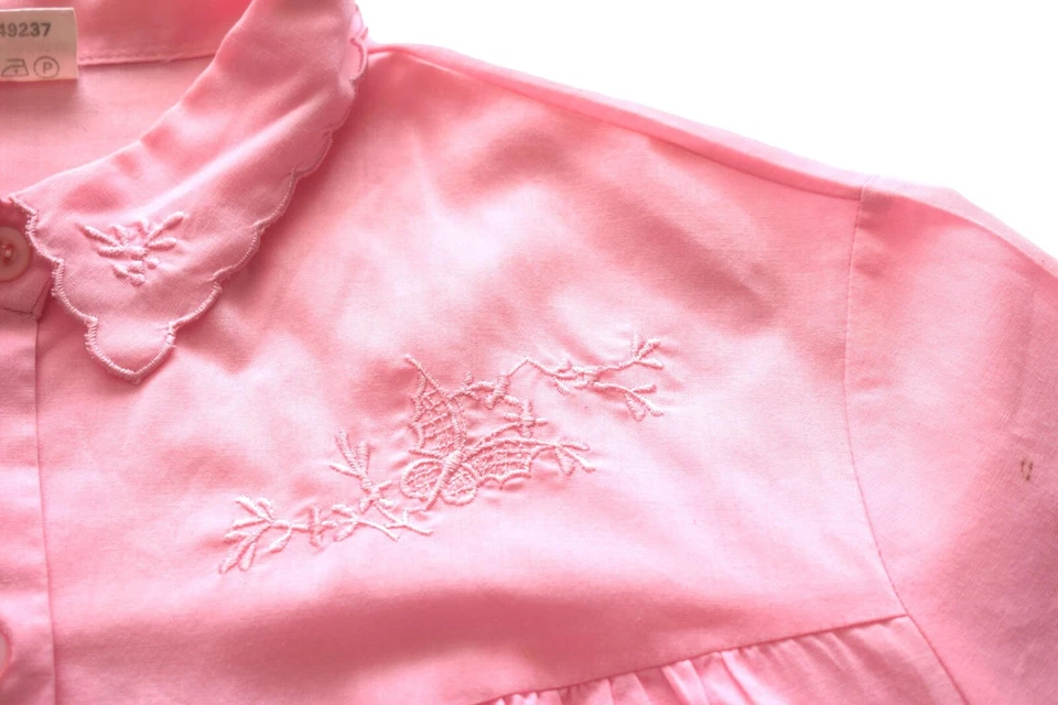 Vintage 80s Blouse Pink Embroidered Retro Boho 16 - Image 2 of 2