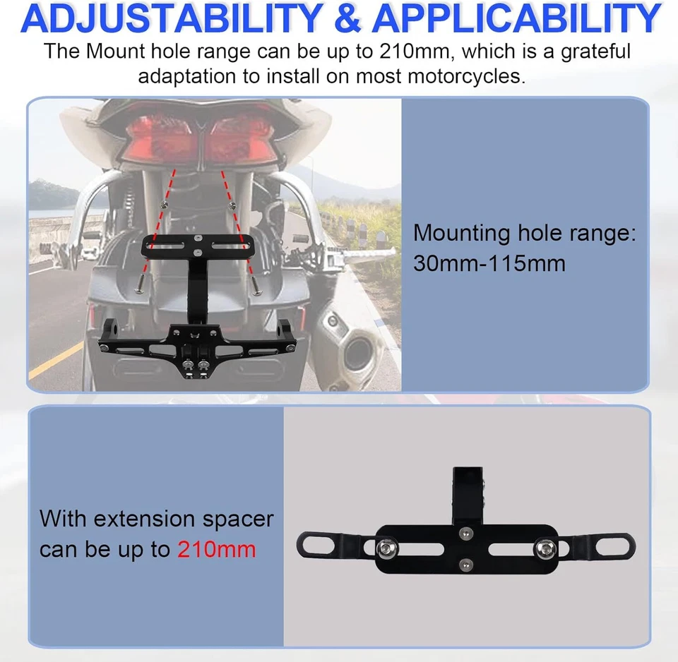 Soporte de matrícula LED luz trasera para Kawasaki Ninja 300 400 500 650 Foto 4 de 4
