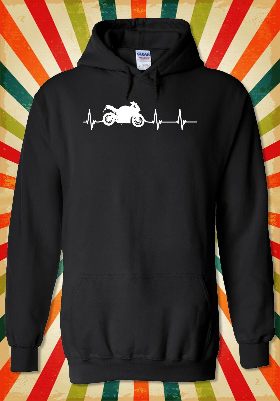 Heart Beat Motocross Bicicleta Divertida Genial Hombres Mujeres Unisex Top Sudadera con Capucha Sudadera 2176