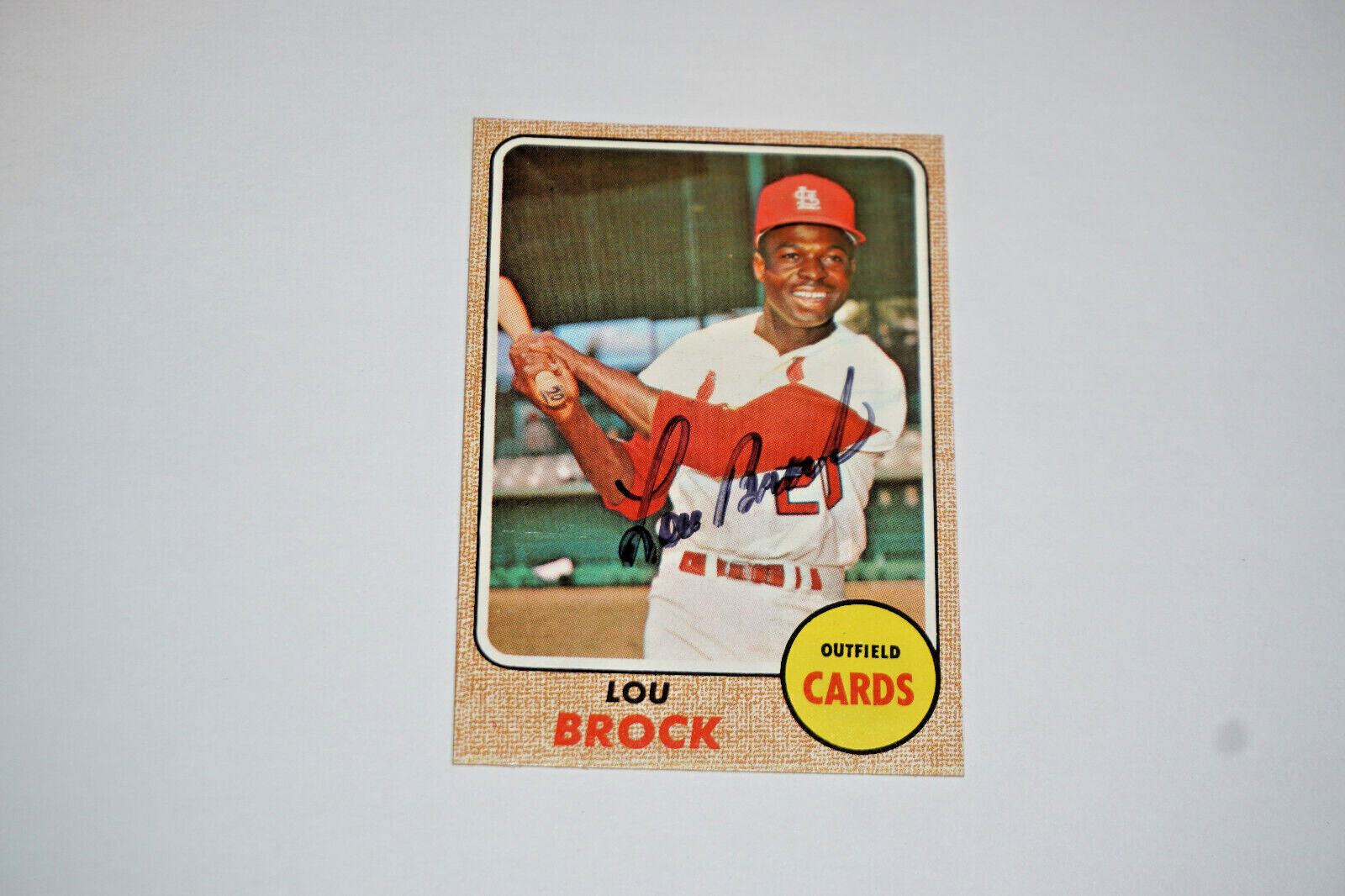 1968 LOU BROCK TOPPS SIGNED ST. LOUIS CARDINALS BASEBALL CARD NR MINT