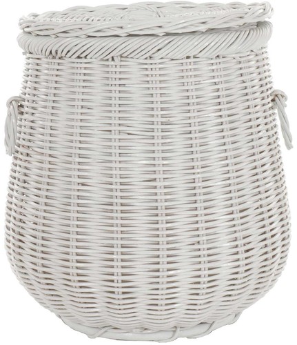 Wäschetonne, Geräumiger Wäschekorb, bauchig, aus echtem Rattan, Ø 50cm (Weiß) - Bild 2 von 2