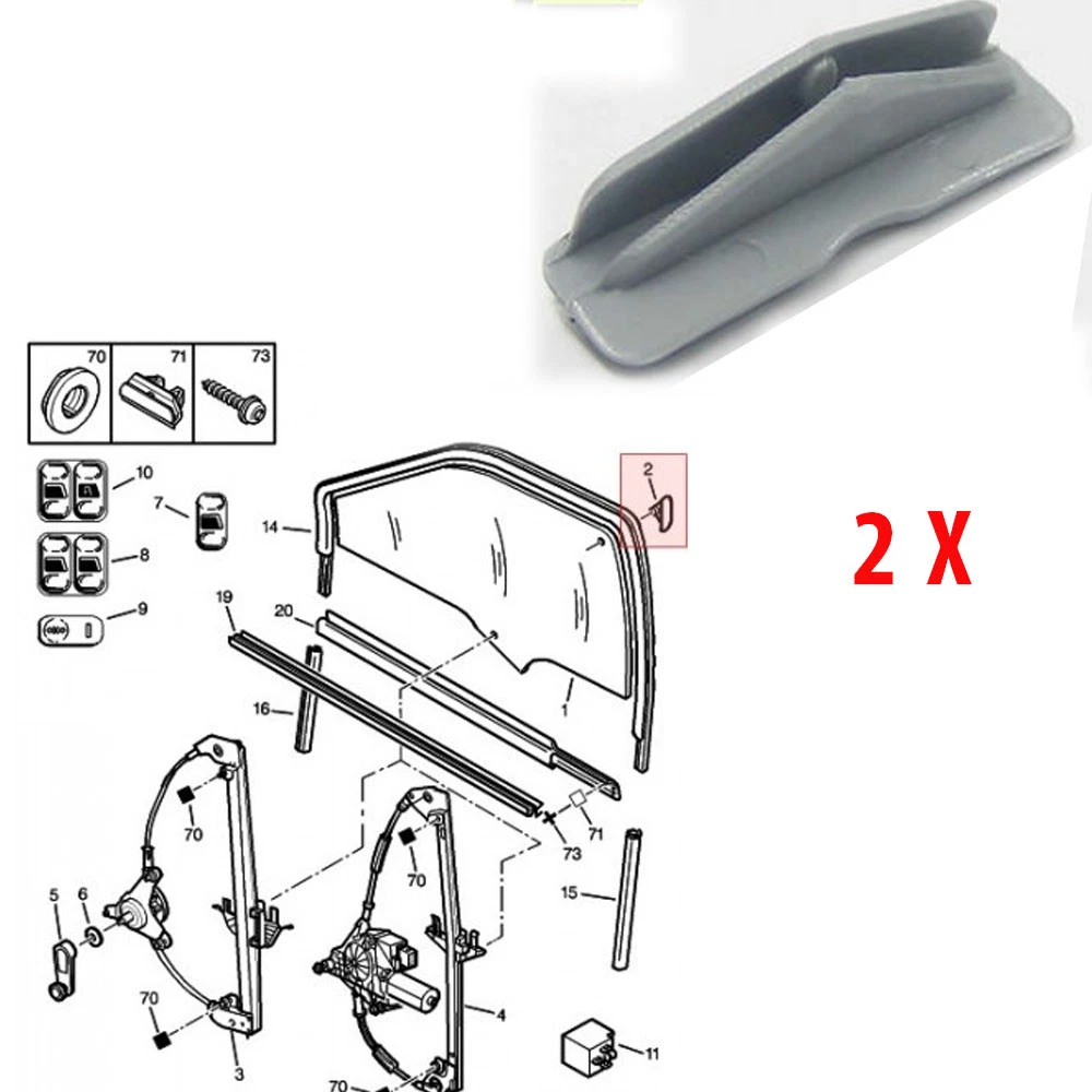 2X CITROEN SAXO WINDOW REGULATOR REPAIR KIT GLASS TRACK CLIPS 