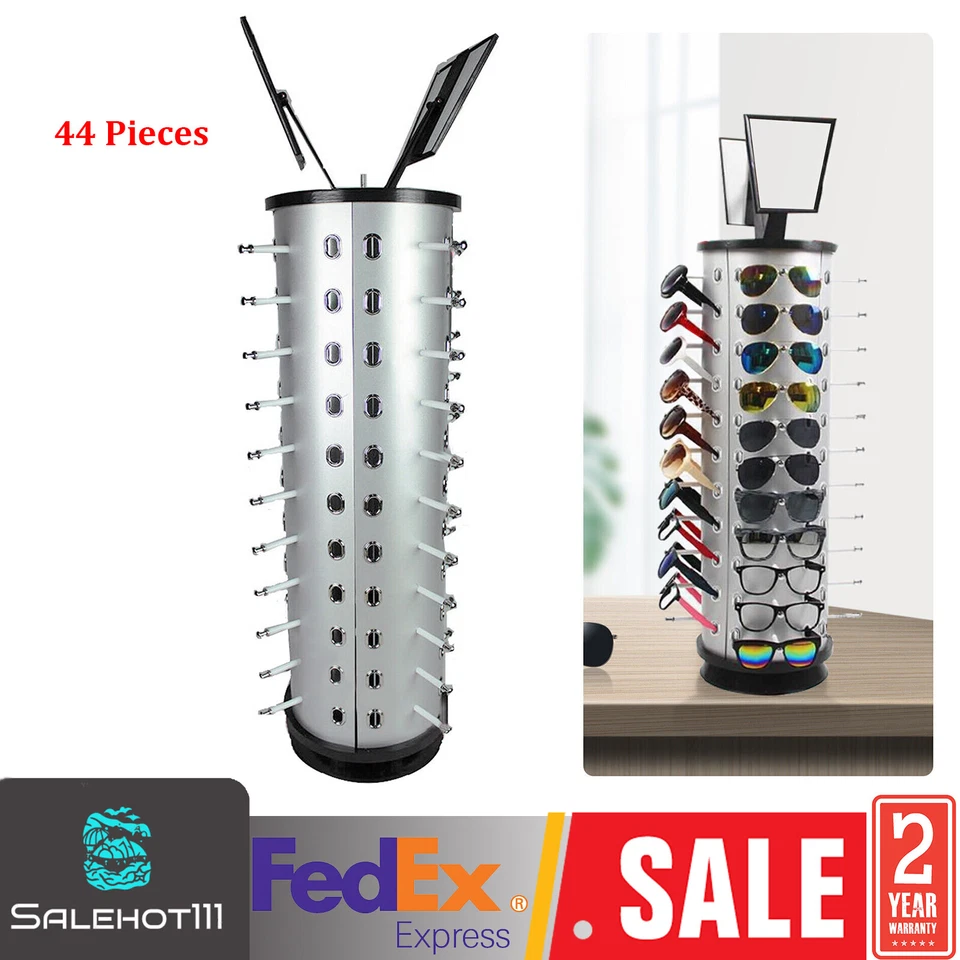 Rotating Sunglasses Display Rack 44 Pieces + Mirror Spinning Stand Glass Holder - Image 2 of 4