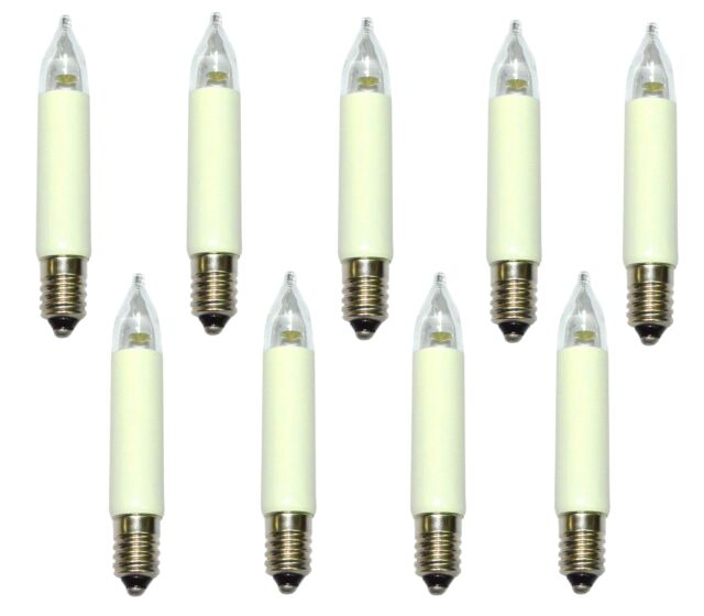 12 Stück LED Schaftkerze Kerze 1,1 W 8-34 V E10 Schwibbogen Lichterkette NEU
