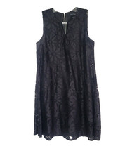 Perceptions New York Black Dress Size 10 Sleeveless Lace Overlay Zip
