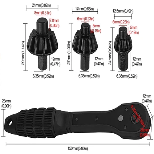2-in-1 Ratchet Spanner Drill Chuck Key Wrench Universal Chuck Key Replacement - Picture 2 of 11