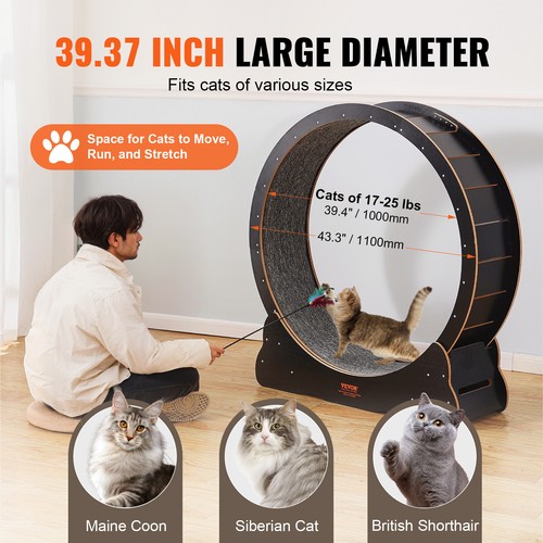 VEVOR Rueda para Gatos Interior con Rascador para Gatos 110cm Negro - Imagen 4 de 12