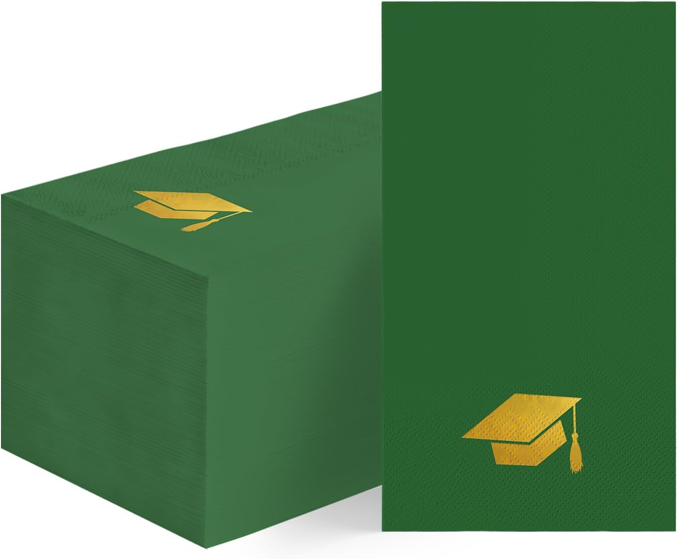 50 Graduation Class of 2026 Disposable Paper Decorative Guest Napkins, Green Gol