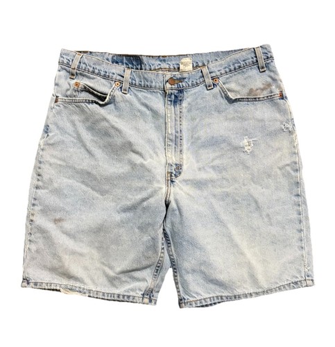 Vintage Levi’s 550 Orange Tab Denim Shorts Size 38 Distressed 90s - Image 1
