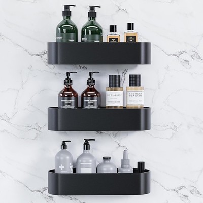 Duschablage ohne Bohren 3 Stück Alu Duschkorb Dusche Regal Bad selbstklebend Set