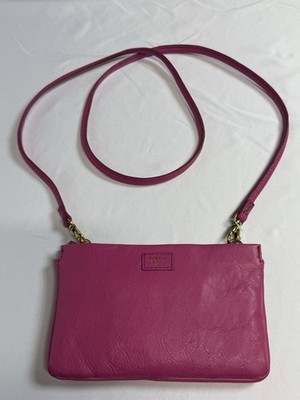 Fossil Mimi Convertible Bag Hot Pink Leather Crossbody/ Clutch READ DESC