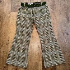 Vintage Bell Bottom Pants Womens 29 26 Wool Wide Leg 60s 70s Hippie Disco Mod