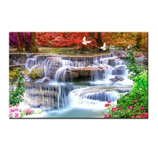 Waterfall Scenery Canvas Painting Landscape Prints Art Wall Poster Decor Picture