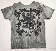 Vintage Y2K Affliction Cut Series Gray Lion Crest Made In USA Jnco Size Medium