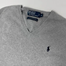 Polo Ralph Lauren Men's Medium Gray Pima Cotton Sleeveless V-Neck Pullover Shirt