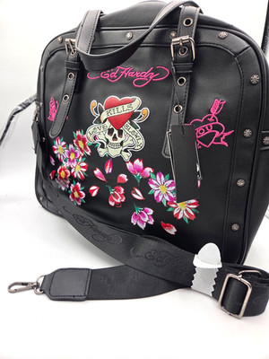 NWT Ed Hardy Love Eternal Tattoo Satchel Bag Skull Flowers Y2K Style ...
