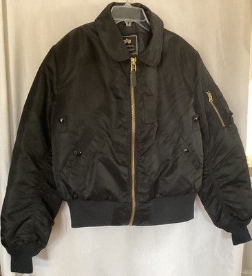 Alpha Industries - Men's Black Type P15 Flight Bomber Jacket Full Zip Size Med