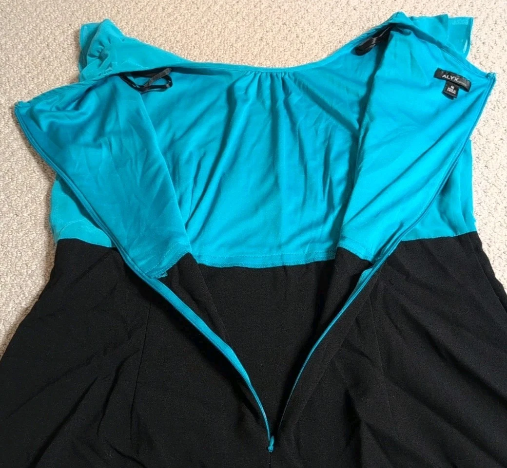 Abito donna Alyx taglia 16 blu e nero misto poliestere vestito senza maniche 24