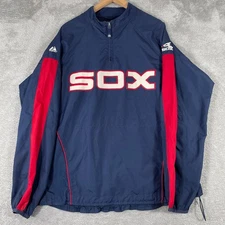 Majestic Cooperstown Chicago White Sox Jacket Mens Large Navy Red Pullover