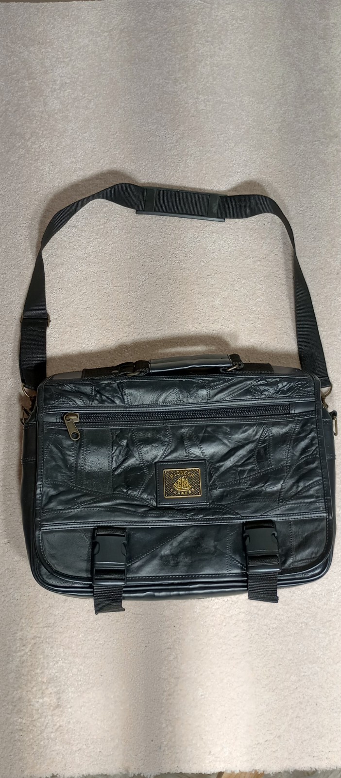 Pioneer Express Black Patchwork Leather Messenger… - image 3