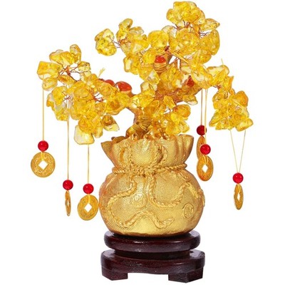 Geld Baum Feng Shui Bonsai: Kristall Geldbaum Gold Feng Shui Deko -Glücksbaum...