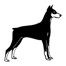 Doberman Pinscher Dog Det Decal Sticker Black Die Cut Vinyl