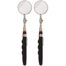 2-Pack Round 2" Telescoping Inspection Mirror, Extends up to 24.5 Inches, Black