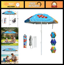 5ft Beach Umbrella UV 50 Portable Sun Shade with Sand Anchor Carry Bag - Outd