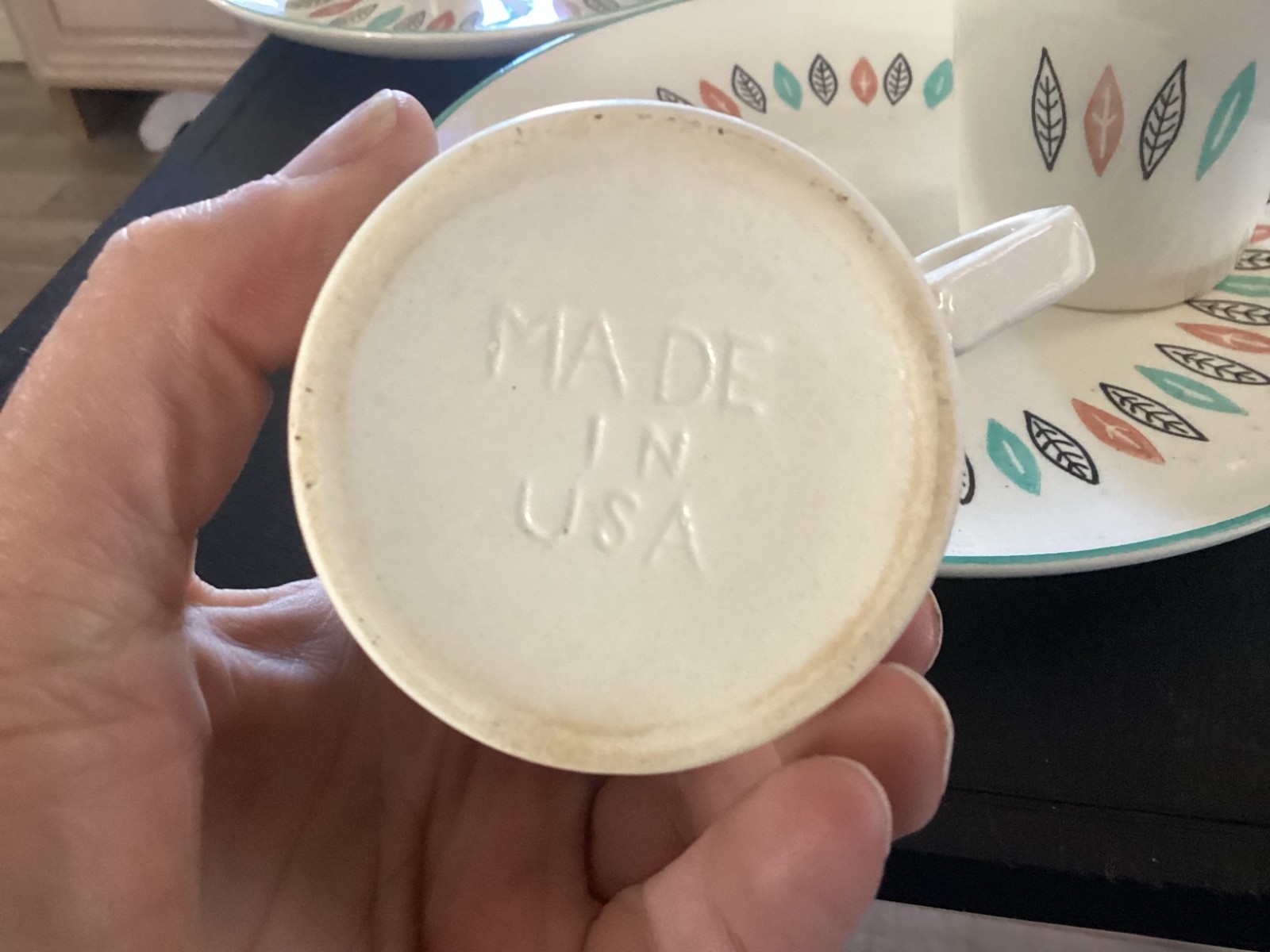 (3) Vintage Marcrest Nordic Mint 10" Dinner Plates & (6) Matching Coffee Cups