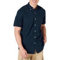 Amazon Essentials Herren Oxford-Hemd Kurzarm Marineblau