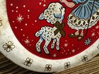 Vintage 1950s Tin Litho Children’s Plate Girl Lamb Red Background — photo 4