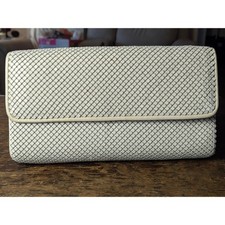 Whiting Davis White Metal Mesh Clutch Purse Handbag Spring Summer Wedding VTG