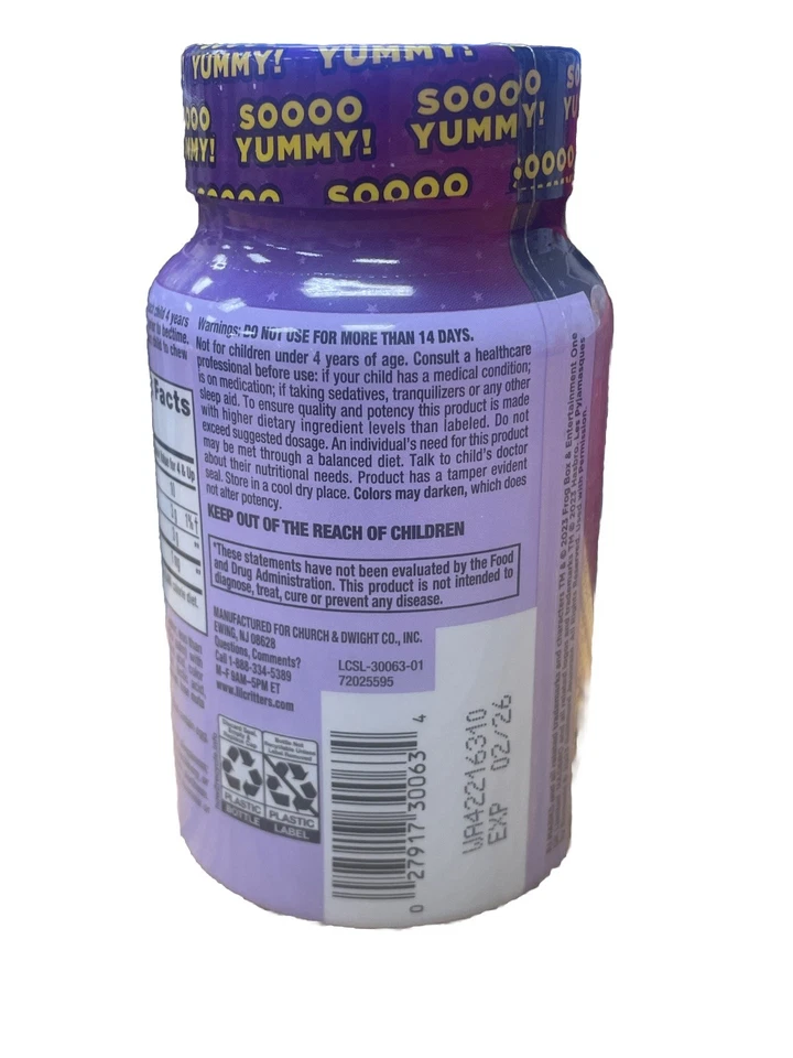 L'il Critters PJ Mascarillas Melatonina Suplemento Gominolas 60 Gomitas 2 Botellas 02/2026+ Foto 4 de 4