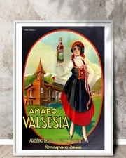 Amaro Valsesia Vintage Poster Print - Italian Liquor Retro Wall Art - Printable