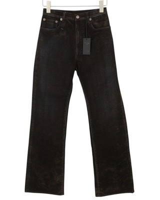 R13 Jean Women Jeans 27 Flocked Brown High Rise Straight Zipper RRP699 *