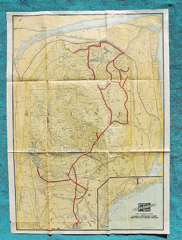 Rare Early 1900's Bangor & Aroostook Railroad Map B&A Railway Maine Penobscot RR